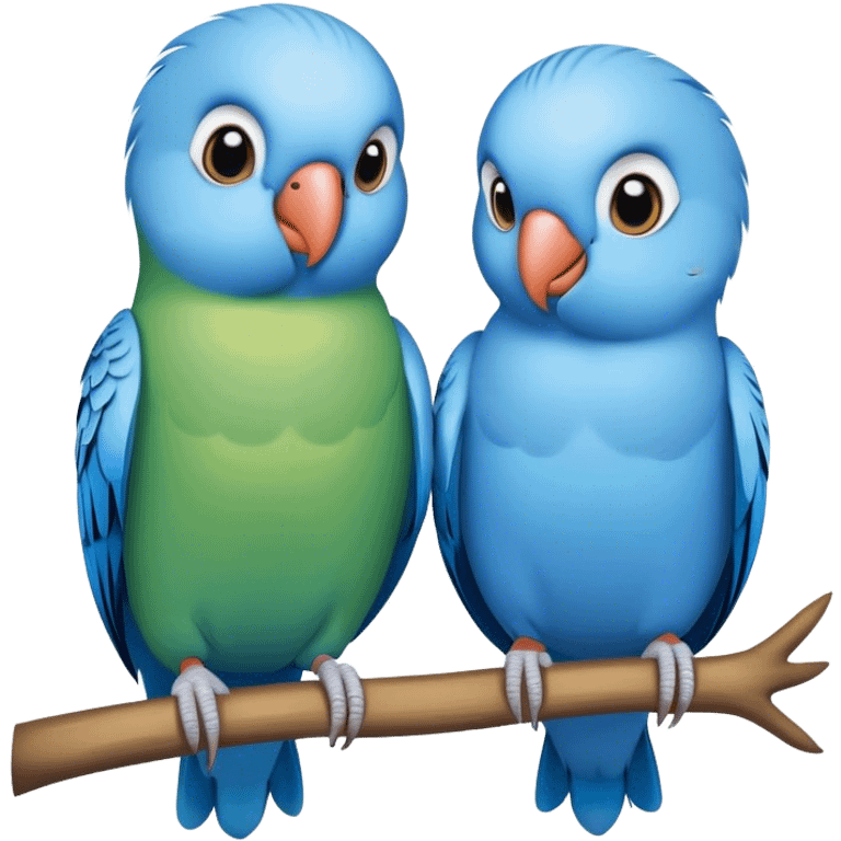 Blue parakeets in￼ love emoji