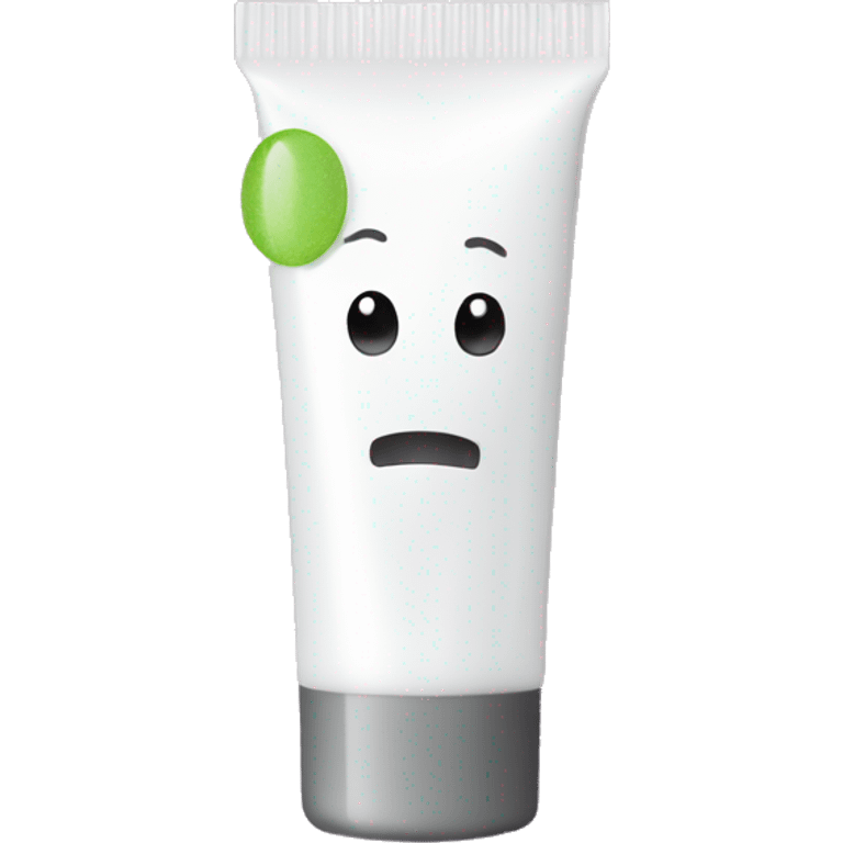 tiny facial exfoliant bottle with label emoji