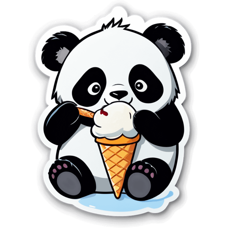 Panda eating ice cream emoji