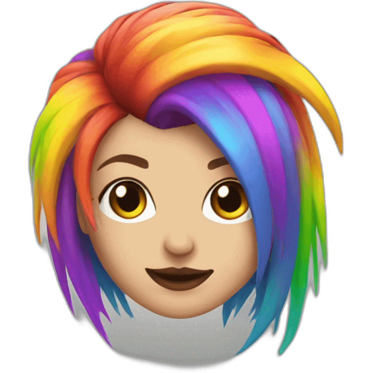 Rainbow hair punk girl emoji