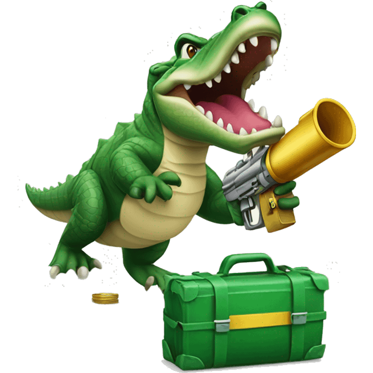 An alligator with a cash cannon emoji