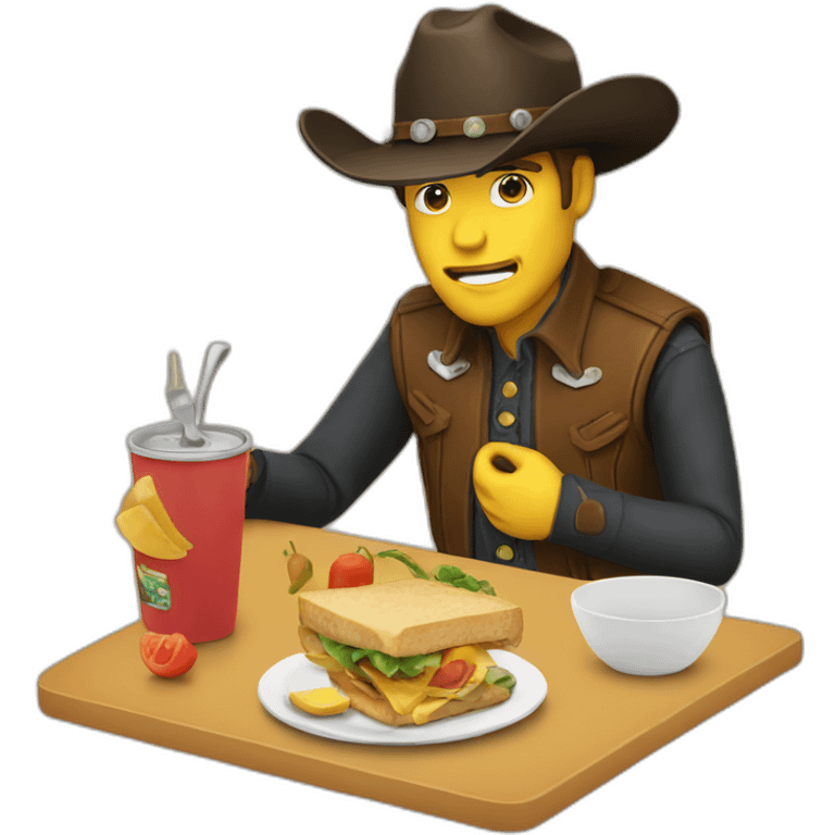 emoji cowboy eating lunch emoji