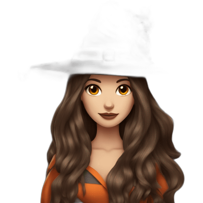 long hair brunette witch with fox emoji