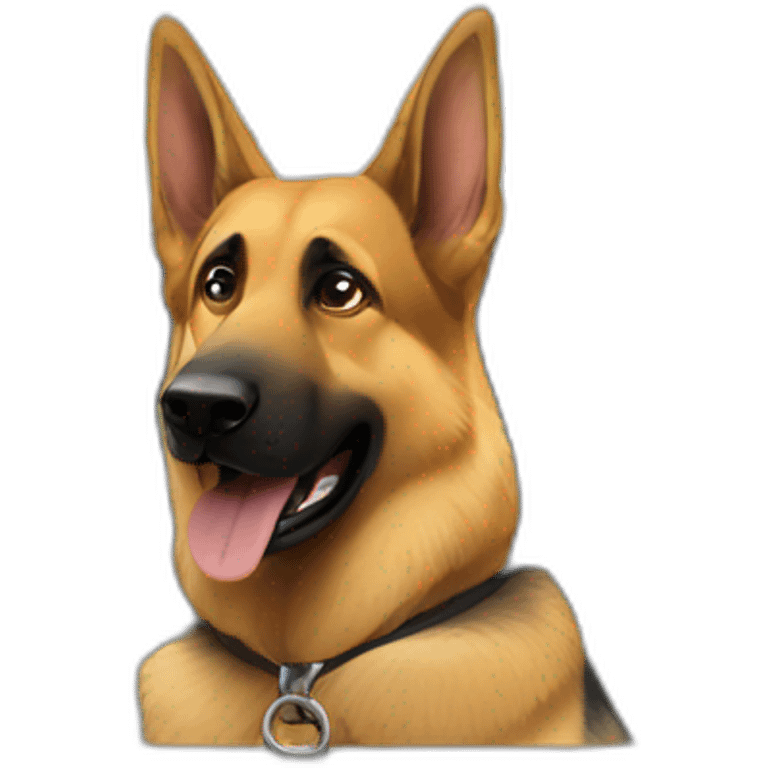 German shepherd on a train car emoji