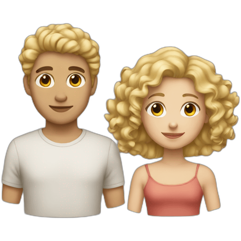 blond girl with curly brown boy emoji