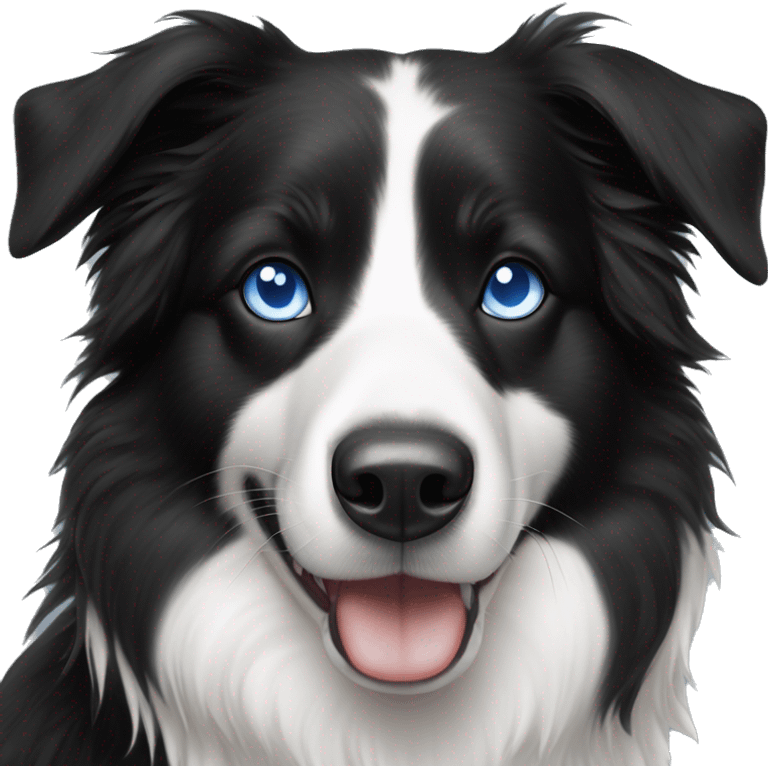 Black and white border collie with two blue eyes and black marking around eye  emoji