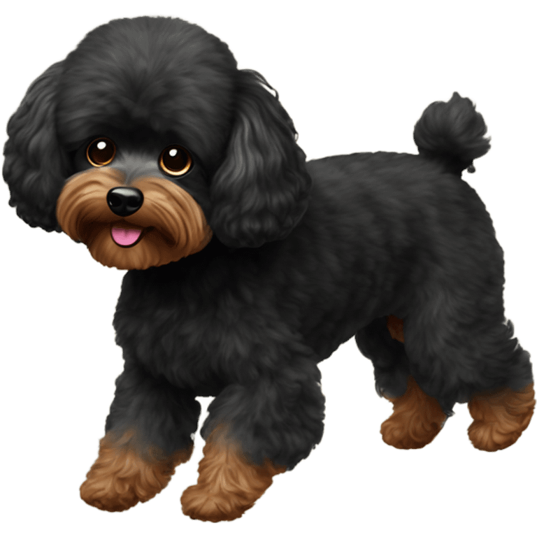 Black Yorkipoodle levitating  emoji