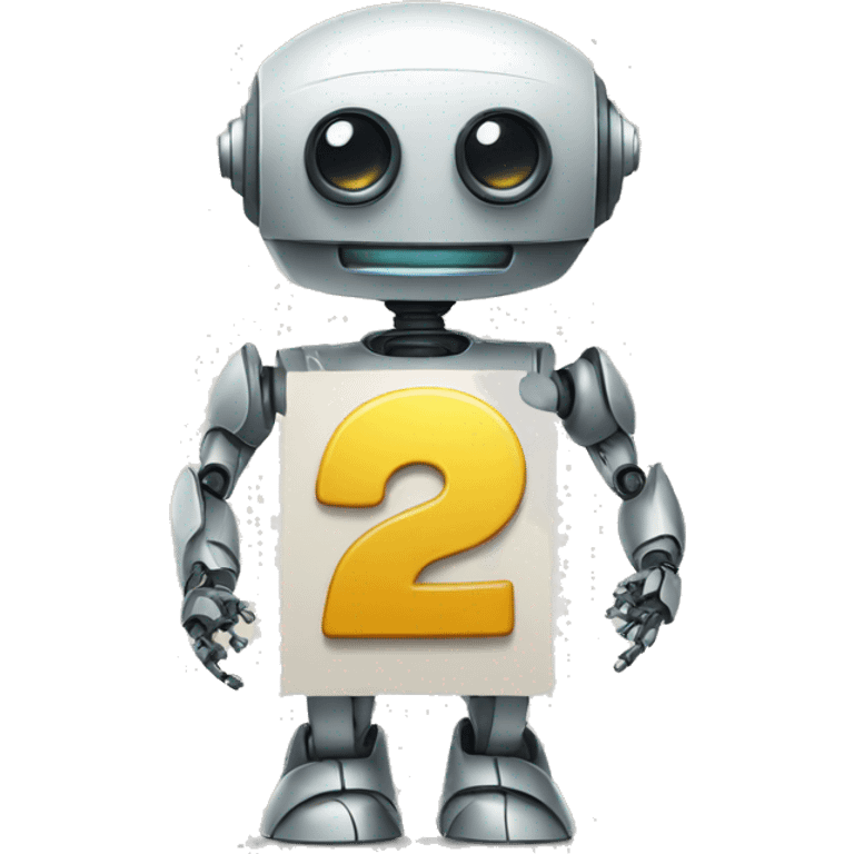 ROBOT HOLDING A SIGN WRITTEN NUMBER TWO emoji