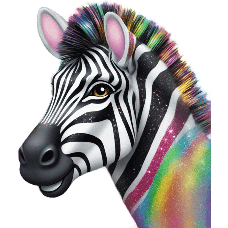 Lisa frank zebra with glitter rainbow stripes emoji