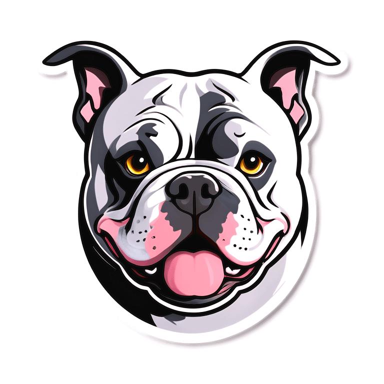 American bully white with grey patch over left eye  emoji