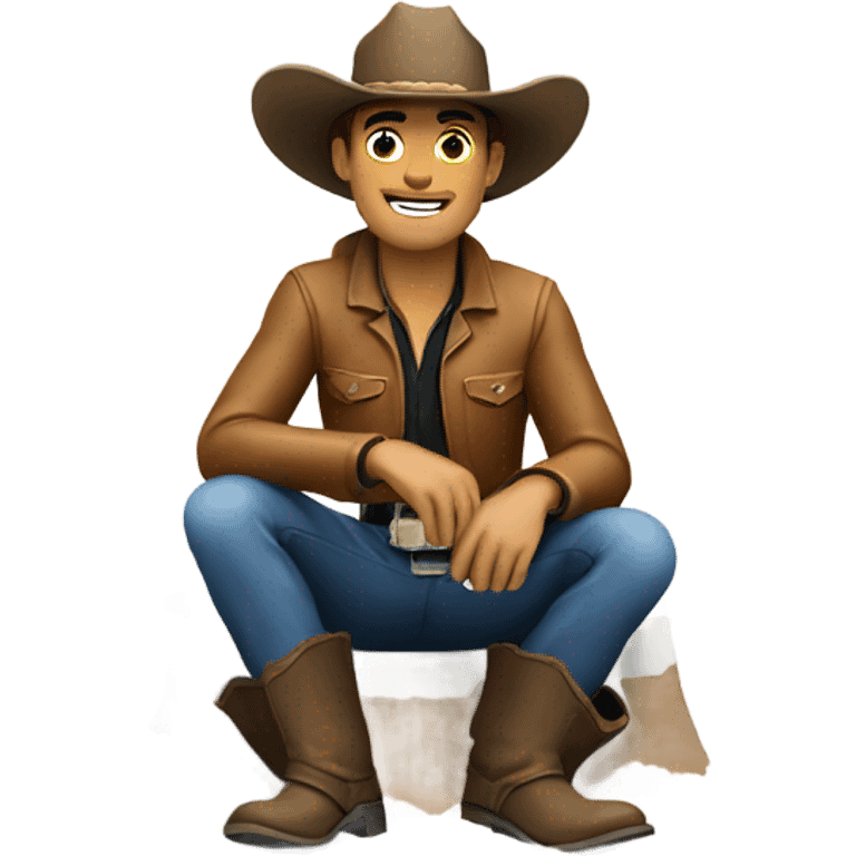 Cowboy sitting on a white powder mound emoji