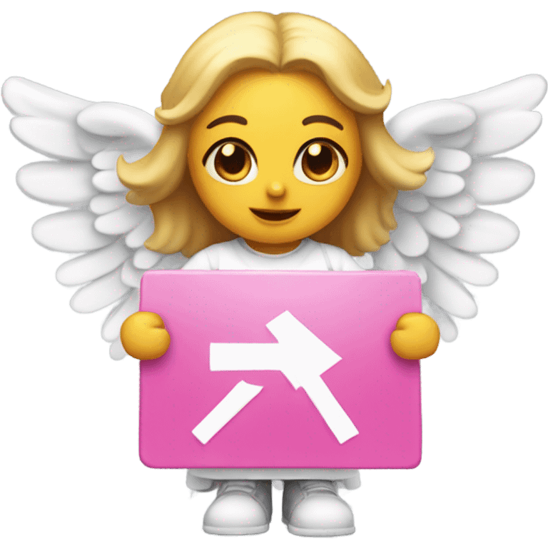 An angel holding a pink sign that says don’t crash out emoji