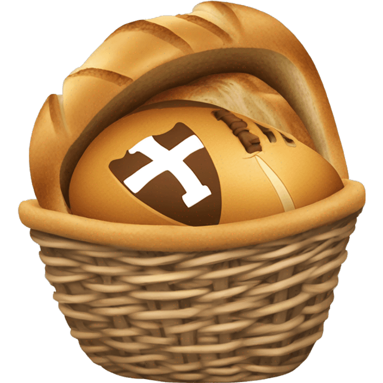 basket of bread with a football inside of it, being caught by stefon diggs emoji