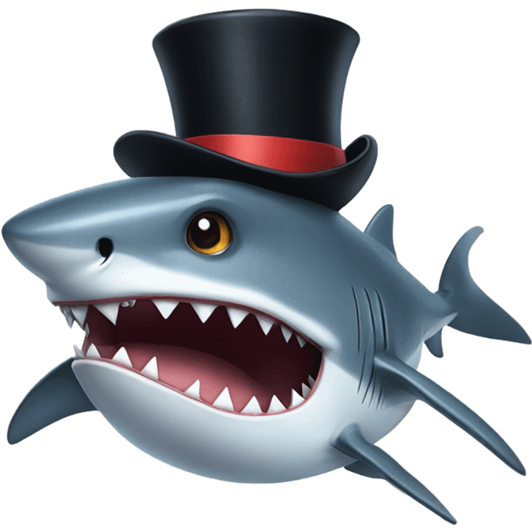 Shark with a top hat emoji