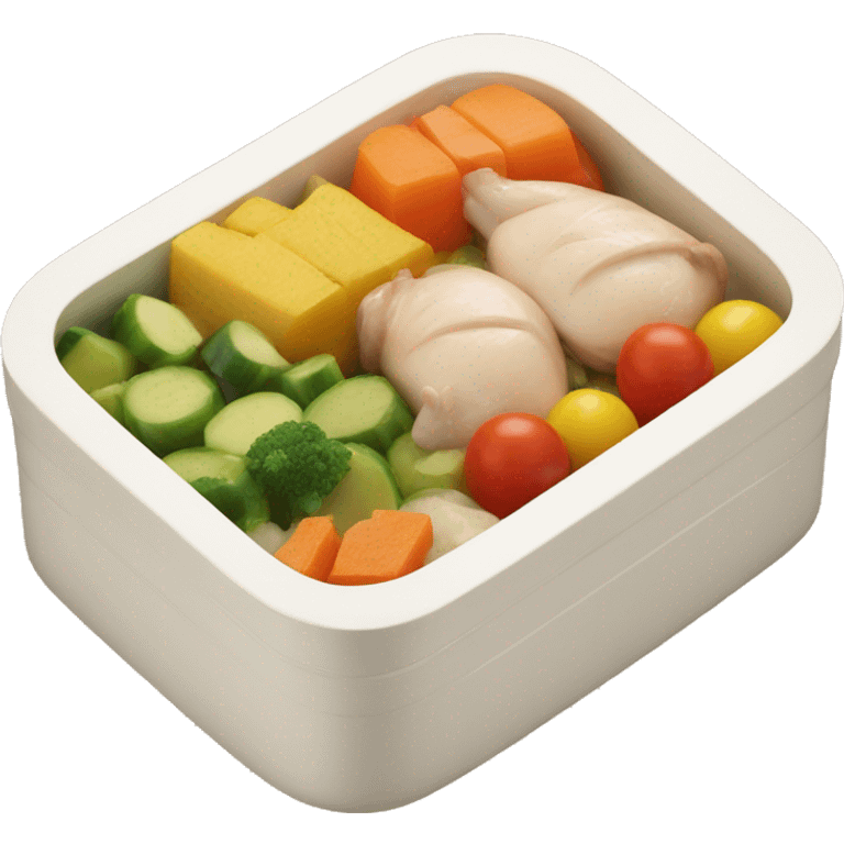 Bento box with chicken and multicolored veggies emoji