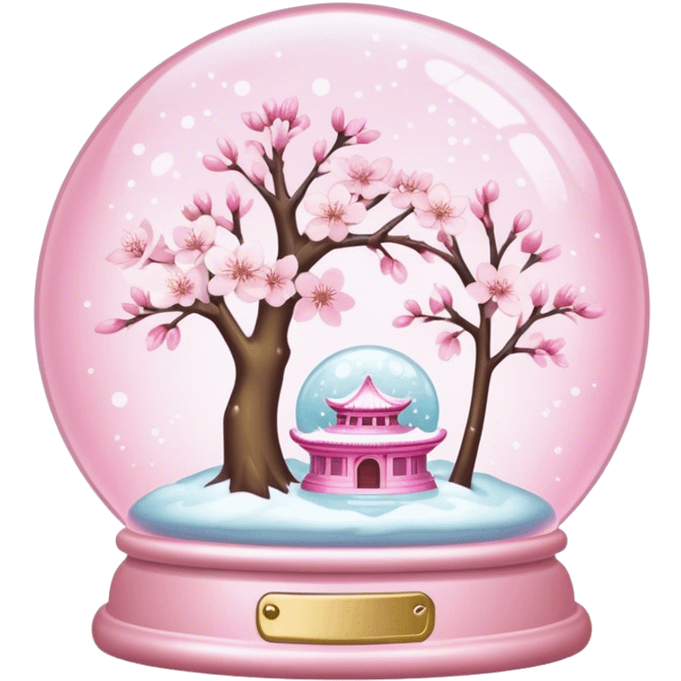 Pastel pink snow globe，Cherry blossom，Pearlescent emoji