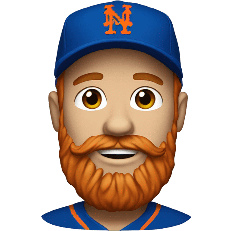 Man with red beard wearing a New York Mets hat emoji