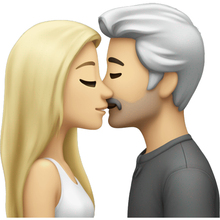 Long blond-hair-woman-and-dark grey-hair-man-kisses emoji