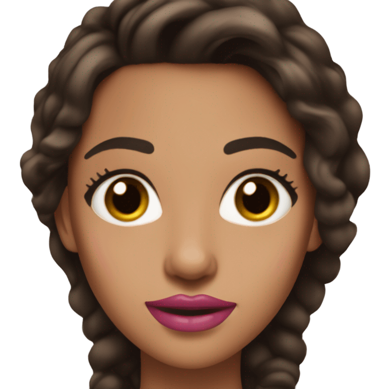 gorgeous tan skinned woman with dark brown hair and eyes and pink lips emoji