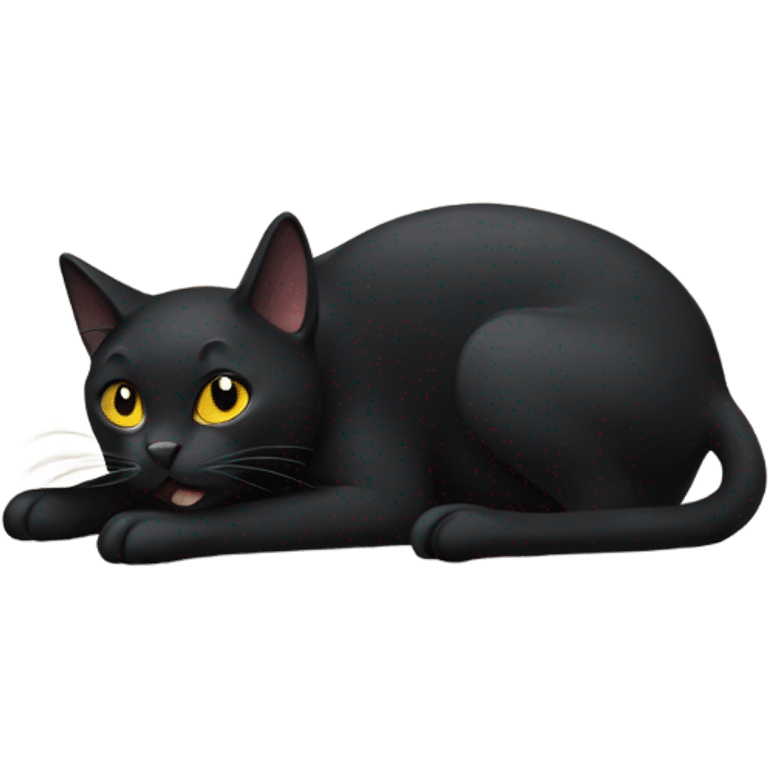 Black cat digging emoji