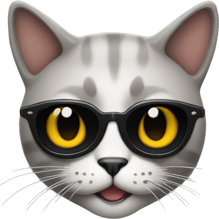 Cat with black sunglasses with evil smile emoji