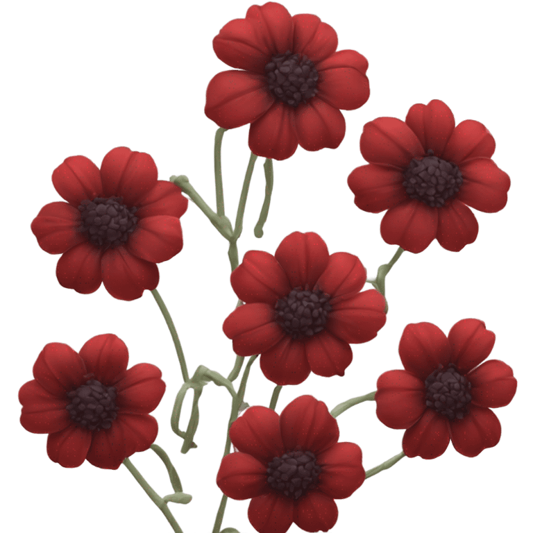 three gothic red flowers tightly together emoji