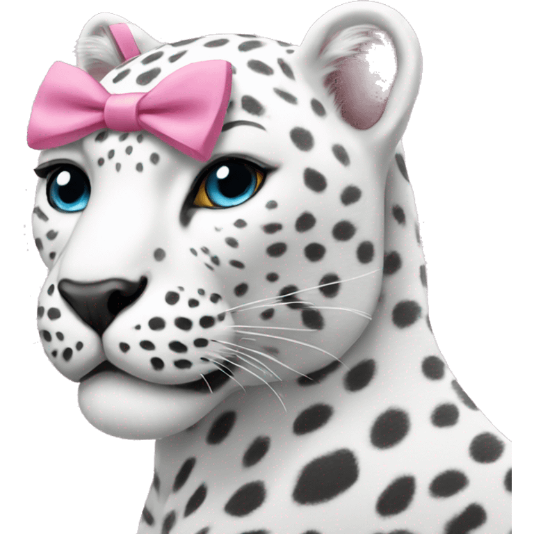 White leopard with a pink bow emoji