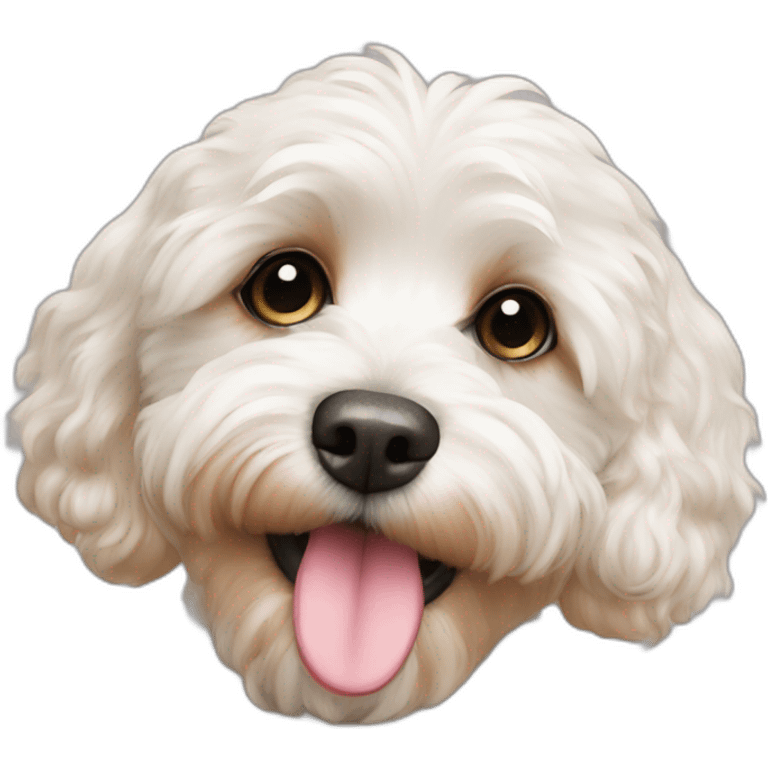 White cavapoo blowing a kiss emoji