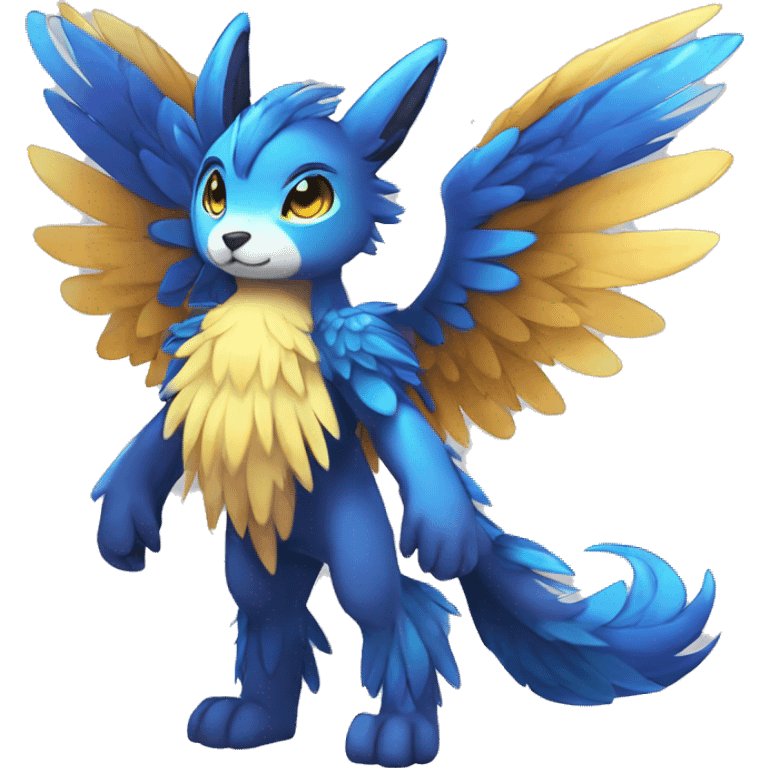 Anthro Sona Cool Edgy Cute Colorful Shy Winged Shiny Fakemon-Fantasy-Creature With Long Hair-Mane Full Body emoji