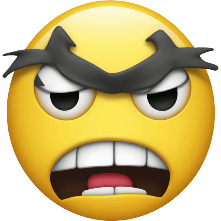 Yellow emoji angry, Frowing with a straig t, innexpressive mouth emoji