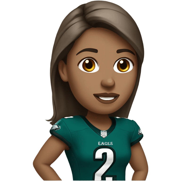  White female brown hair wearing Philadelphia Eagles jersey emoji