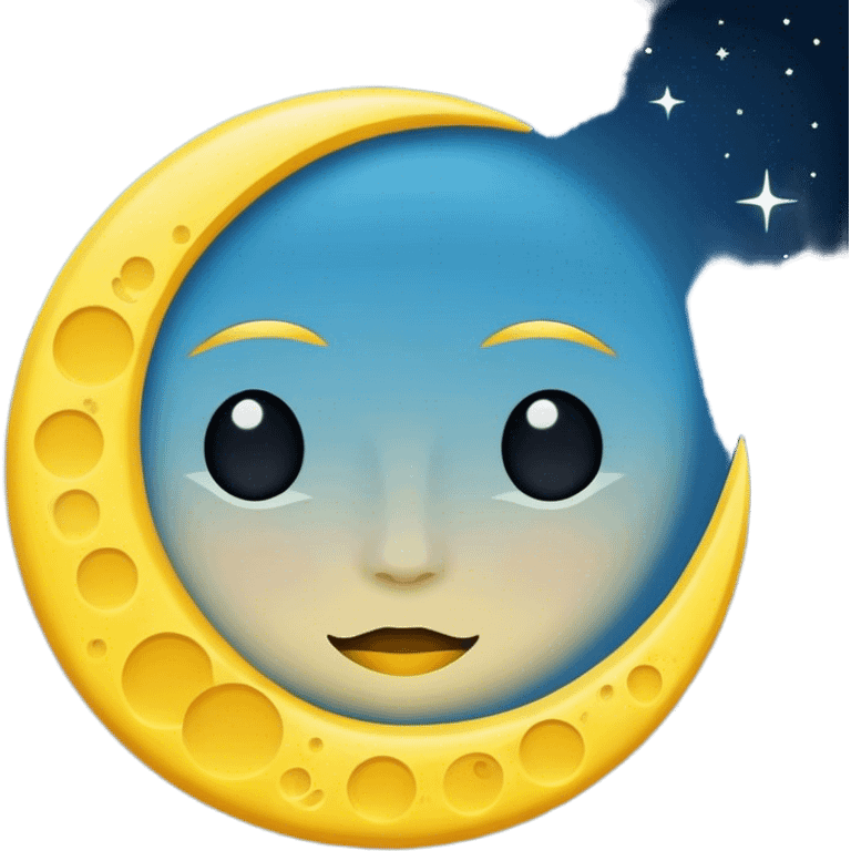 Une moitié de lune noir et l’autre moitié et le soleil  emoji