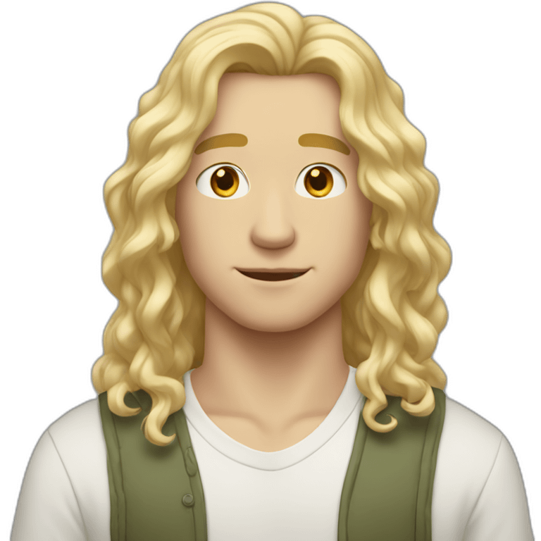 21 year old white male with blonde middle part flowing hair emoji