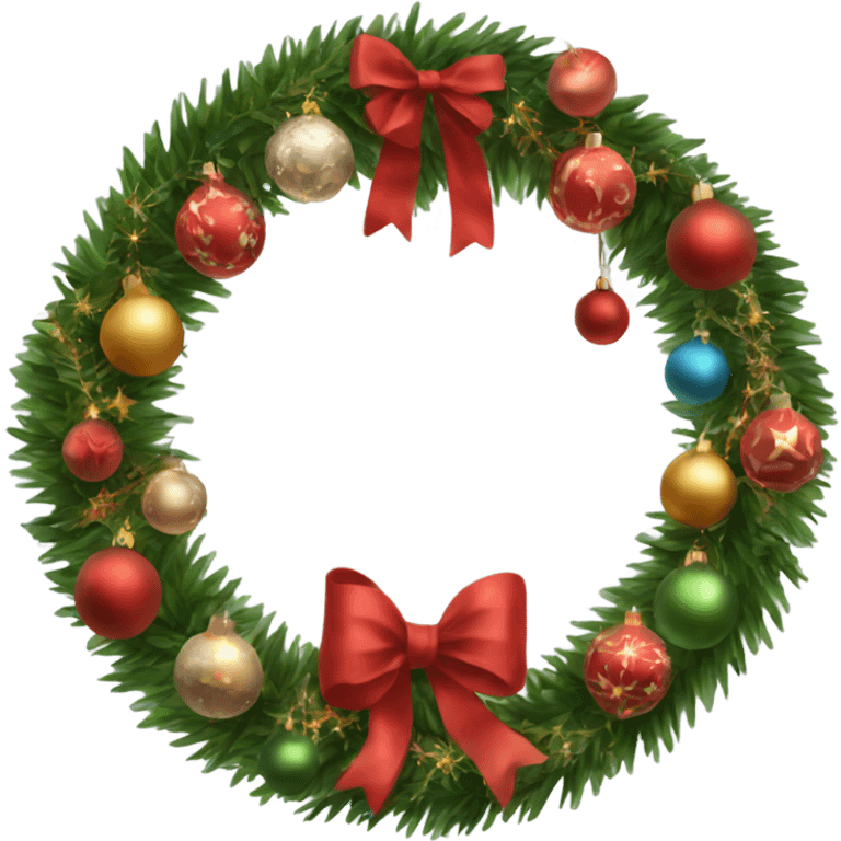 Realistic Circular christmas garland with baubles and bows emoji