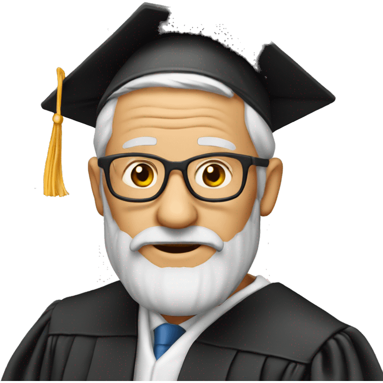 old professor with graduation cap emoji