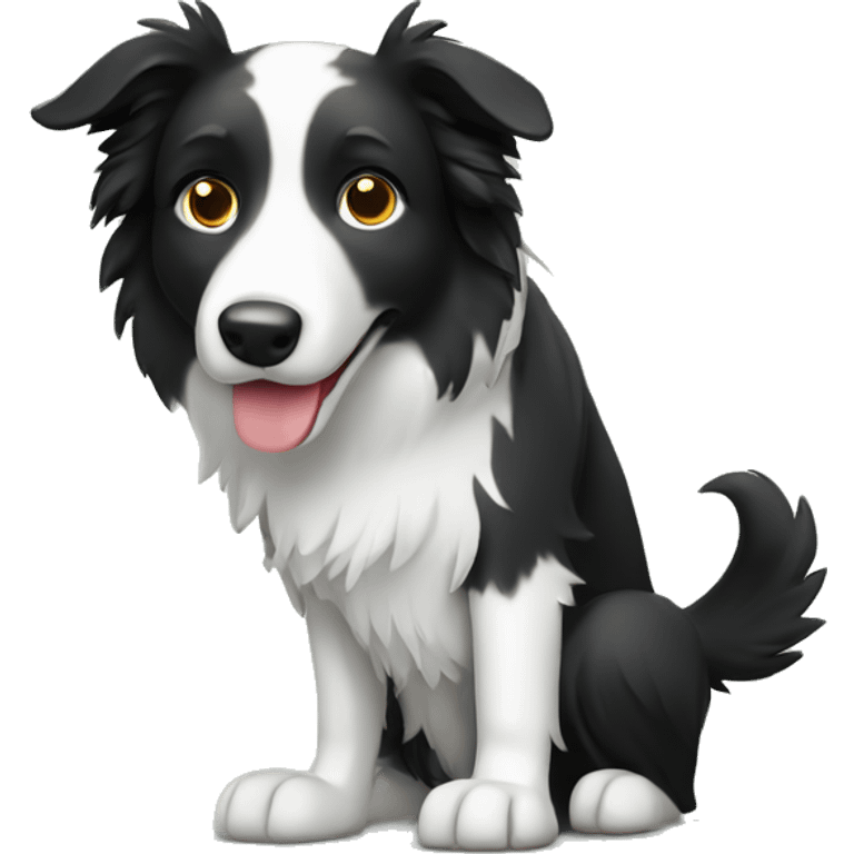 Border collie working with laptop emoji