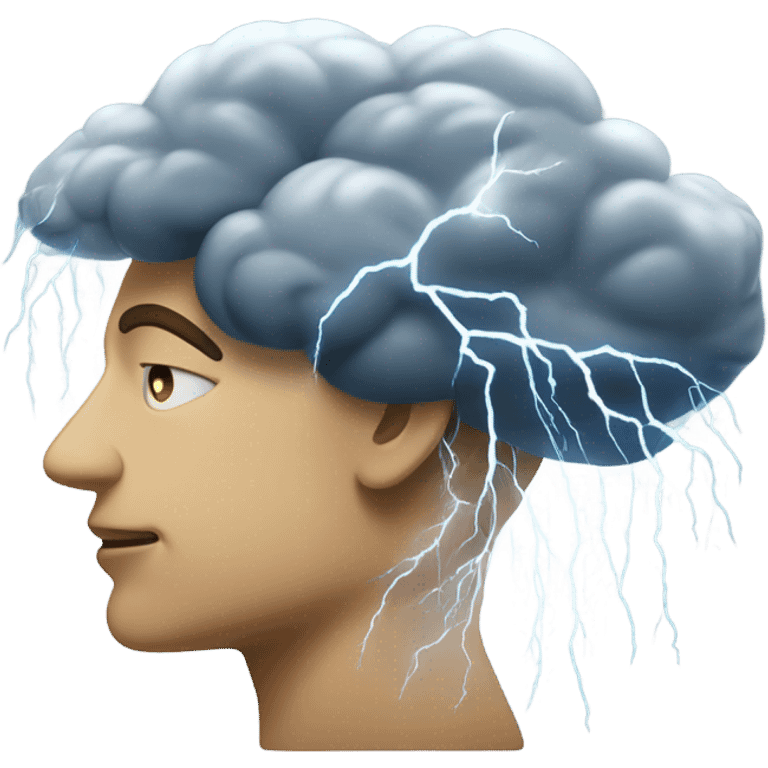 Thunderstorm inside a persons head emoji