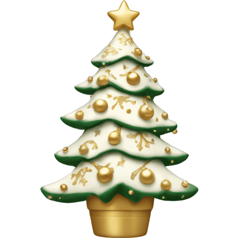 vanilla  Christmas tree with white and gold decorations emoji