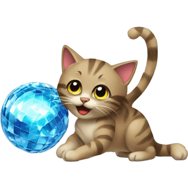 cat playing with disco ball emoji