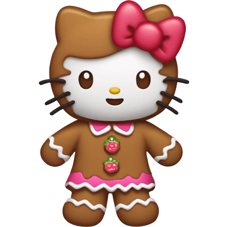 Hello kitty as a gingerbread in a gingerbread outfit emoji