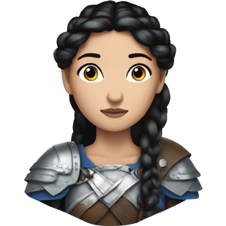 Shield maiden with Black hairbraid and blue eyes emoji