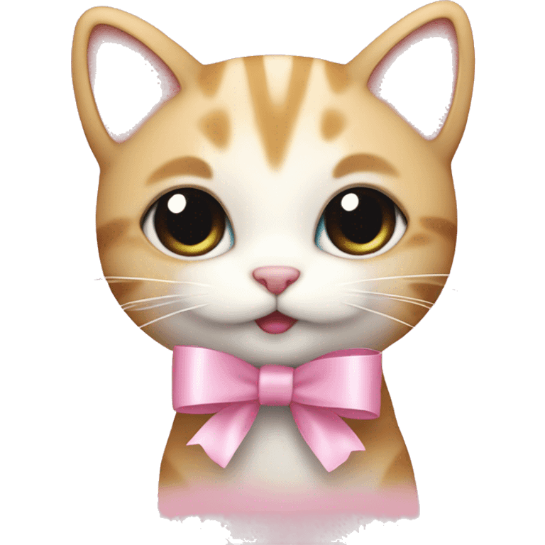 cute kitty with a pastel pink bow emoji