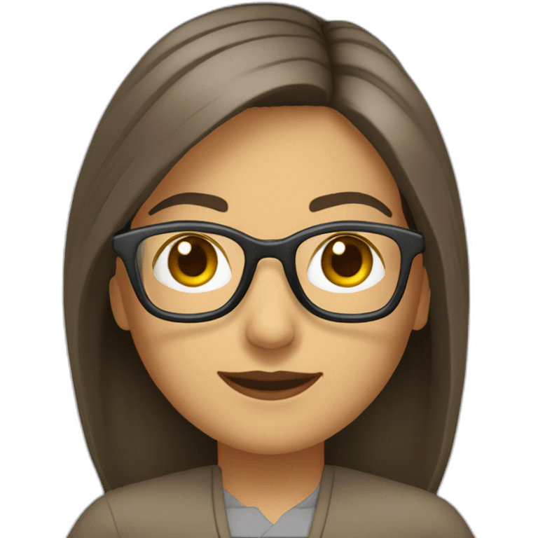 Profesora pelo castaño, gafas emoji