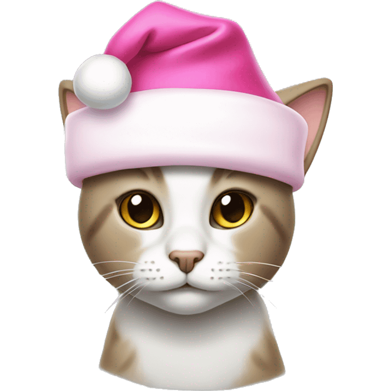 Cat with a pink Santa hat emoji