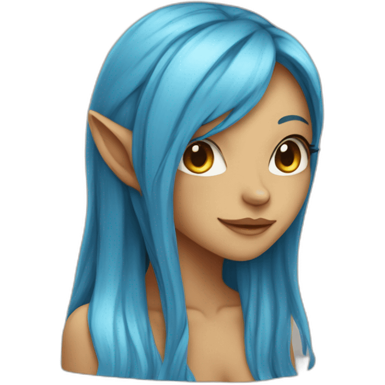 mysterious tan skinned cat girl with long blue hair emoji