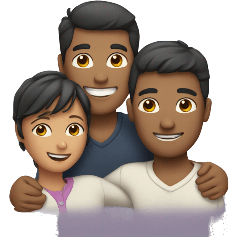 three people hugging emoji