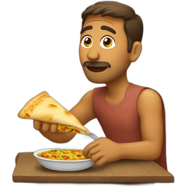 man eating roti sabzi emoji