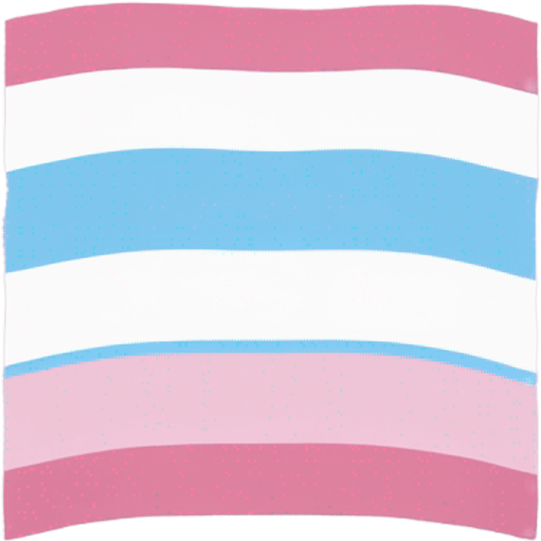 transgender pride flag with five horizontal stripes: light blue, pink, white, pink, and light blue emoji