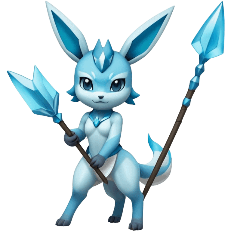 The Pokémon Glaceon carrying a spear on her back emoji