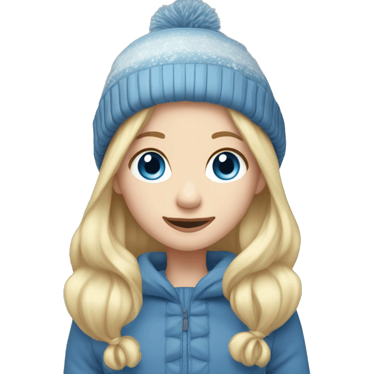 winter, christmas, long blonde hair, girl, blue eyes, child, full body emoji